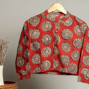 Handmade Block Print Cotton for Women ? Ethnic Floral Printed Top with Long Sleeves